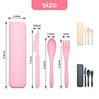 Reusable Travel Utensils Set with Case (3 Sets - Beige, Pink, Black)