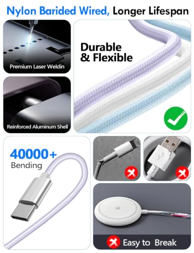 2Pack Travel Essentials for Apple Watch Charger (Purple / 2Pack-5 FT)