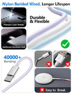 2Pack Travel Essentials for Apple Watch Charger (Purple / 2Pack-5 FT)