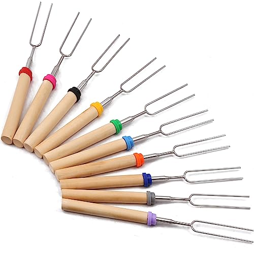 Smores Sticks for Fire Pit (10 Fork Set with Storage Bag)