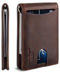 RFID Blocking Slim Bifold Genuine Leather Minimalist Front Pocket Wallets for Men with Money Clip Thin Gift (Texas Brown 1.S)