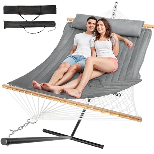 2 Person Double Hammock with Stand (Dark Gray)