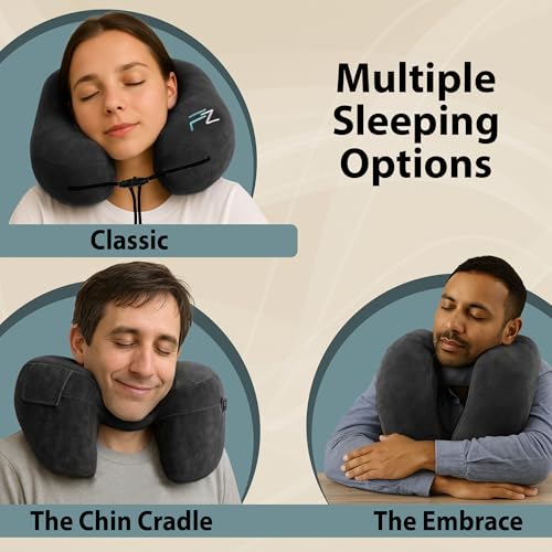 Air Inflatable Neck Pillow for Traveling on Plane (Jet Black)