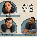 Air Inflatable Neck Pillow for Traveling on Plane (Jet Black)
