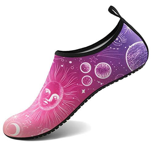 Water Shoes for Women Men Quick (10-11 Women/9-10 Men / Star Moon Pink)