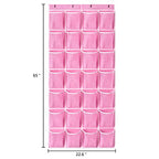 28 Pocket Over The Door Shoe Organizer (Pink-2 Pack of 28)