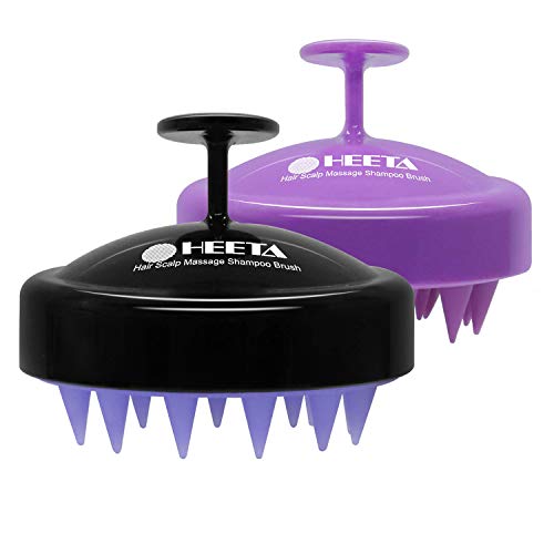 2 Pack Scalp Massager Hair Growth Scrubber for Dandruff Removal (01- Black & Purple)