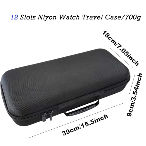 12 Slots Hard Watch Travel Case (Black-12 Slots / 12 Slots Nylon)
