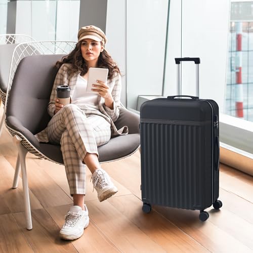 Luggage Sets Durable Hardshell 3 Piece Suitcase with Bags (3-piece Set(20/24/28) / Black+bag)