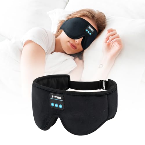 Bluetooth Sleep Mask Wireless Headphones 3D Bluetooth Eye Mask for Side Sleepers SYPVRY Blackout Eye Mask with Headphones Speaker for Airplane (Black)