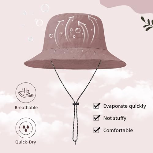 Waterproof Bucket Hats for Woman UPF 50+ Sun Hat Dusty Pink (Dusty Pink)