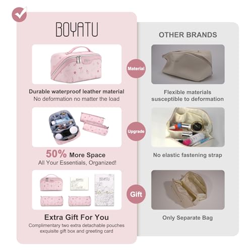 Travel Makeup Bag Cosmetic Bags for Women (L-5-Pink)