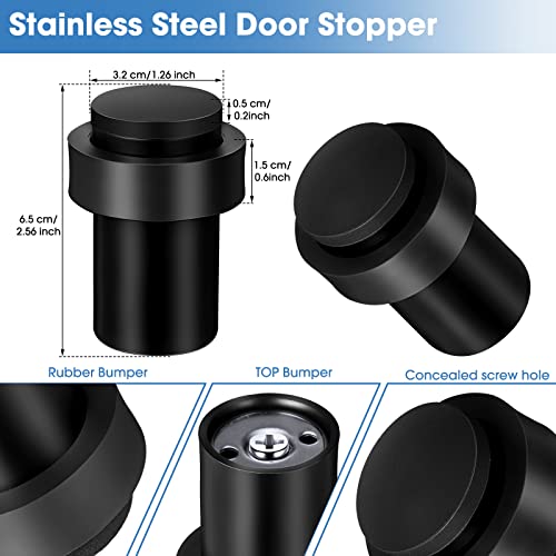 20 Pcs Floor Mounted Door Stopper Stainless Steel (Black)