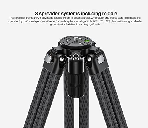 LVC 193C Carbon Fiber Twin Leg Video Tripod+BV (LVC-193C-BV-10:Maxload 20kg-3 Sections)