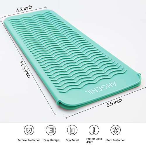 Curling Iron Silicone Mat Heat Resistant for Travel Dual Voltage Flat Iron (Green)