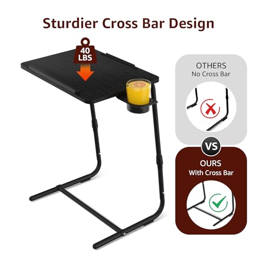 Adjustable TV Tray Black Dinner (Black)