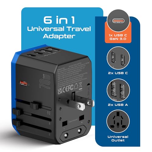70W GAN Universal Travel Adapter (Black)