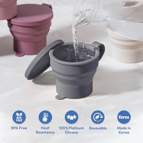 6 oz 2 pack Mini Silicone Collapsible Travel Cup (Modern Grey)