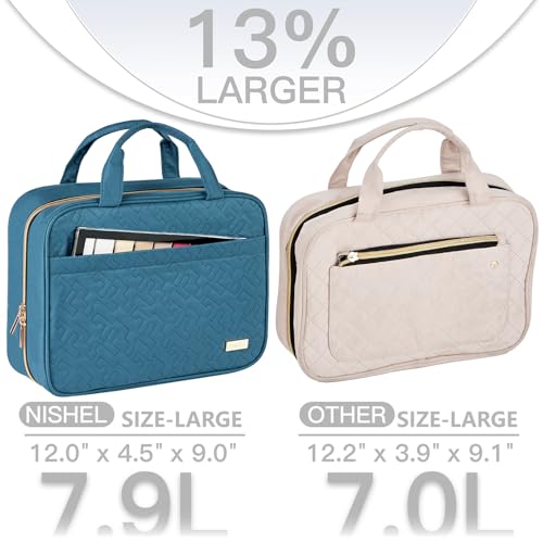 Travel Toiletry Bag for women (Large / Lake-Blue)