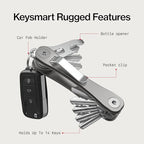 KeySmart Rugged Keychain Multitool Key Holder (Titanium / 2 Pack)