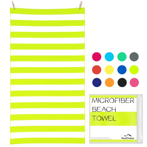 Microfiber Beach Towel Sand (X-light Green Stripes / Extra Large(67x35"))