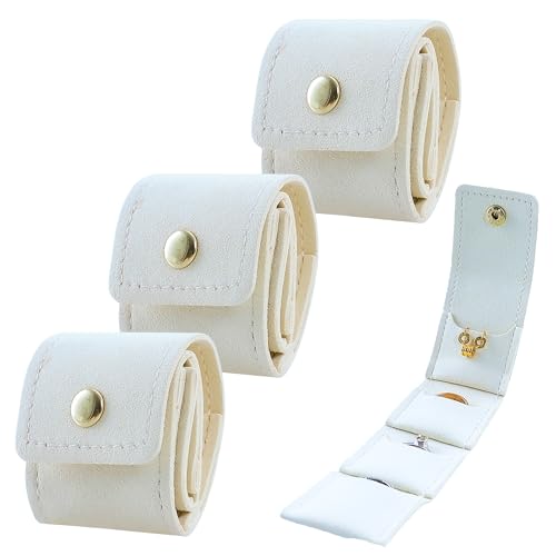 3 PCS Mini Travel Jewelry Organizer Bag (Beige)