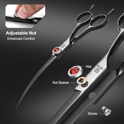 7 Inch Professional Dog Grooming Scissors Kit (Pro Black 5 in 1)