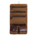 Premium Buffalo Leather Hanging Toiletry Bag Travel Dopp Kit (Yellow Tan)