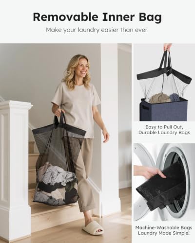 90L Laundry Hamper with Lid (Navy Blue / 90L)