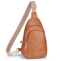 Crossbody Bags for Women Anti Theft Small Sling Handbag with Zipper Lock Vegan Leather RFID Blocking Chest Pure (Brown)