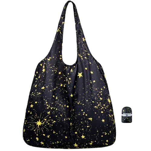 XL 25L Tote Foldable Packable Reusable Grocery Shopping Bag (Stars)