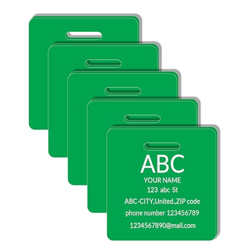 5Pack) Custom Personalized Luggage Tags-Customized Unique tag for Suitcase Backpack Travel,Bags (Green-A) (Green-a)