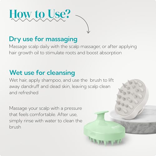 2 Pack Large Scalp Massager Scrubber Shampoo Brush for Hair Growth (Light Beige & Green)