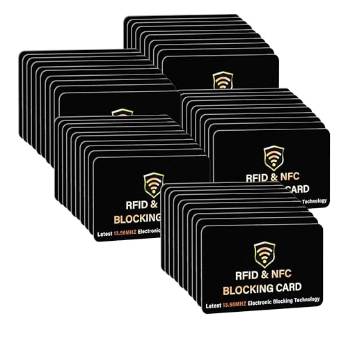 50 Pack RFID Blocking Card for Credit Debit ID Card (Black)