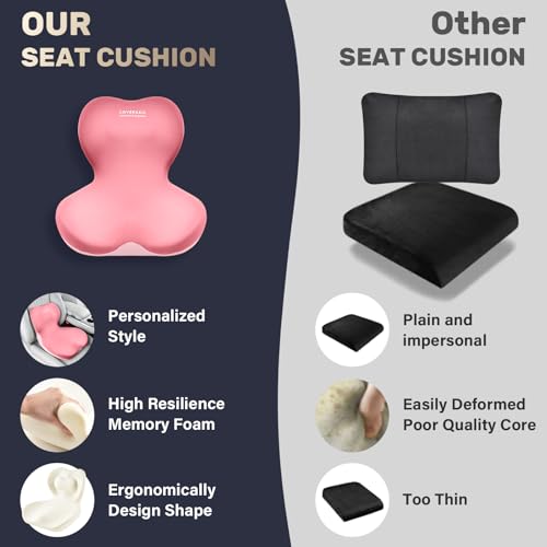 Car Seat Cushion and Lumbar Support Pillow One Piece (Pink-a / 1 Piece)