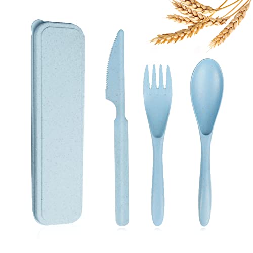 Reusable Travel Utensils Set with Case (1 Sets - Blue)