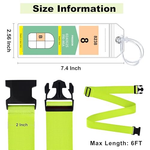 8 Pack Luggage Straps and Cruise Tags Set (Green & Narrow)