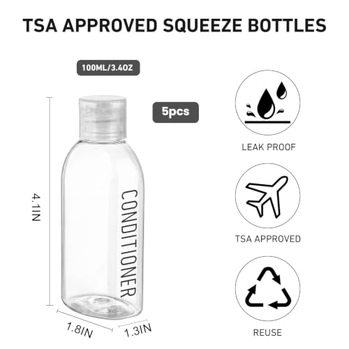 Travel Bottles for Toiletries 6 PCS 3.4oz Plastic Bottles with White Box (New Clear with Box)