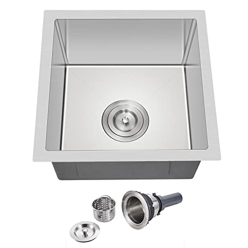 15 x 15 Inch Undermount Kitchen Sink 18 Gauge 304 Stainless Steel (Brushed / D15"xW15"xH8")