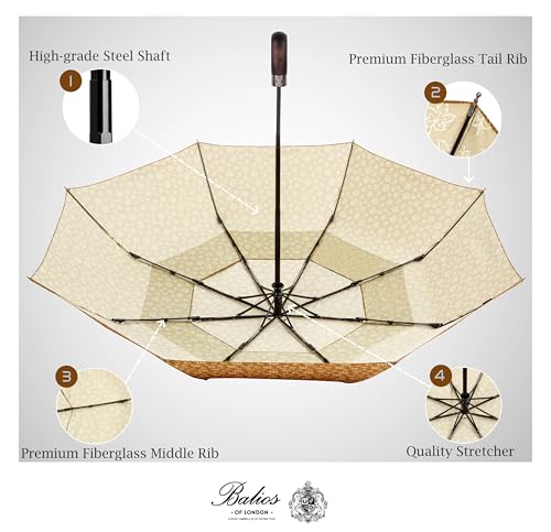 Folding Umbrella Real Wood Handle Maple Leaves Spicy Mustard (Maple Leaves Spicy Mustard)