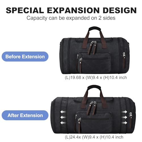 40L Canvas Duffle Bag for Men (Black / 40L)