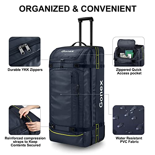 Rolling Duffle Bag with Wheels (Navy / 33 inch)