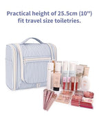 Large Hanging Travel Toiletry Bag for Women (CA-Greyish Blue Stripe / Large)