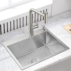 23 Inch Drop In Kitchen Sink (L 23"×W 18"×H 9" / Brushed)