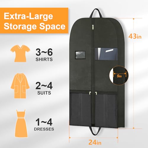 Travel Garment Suit Bag 43" for Hanging Clothes Storage for Men Suits Shirt (43" 1PK)