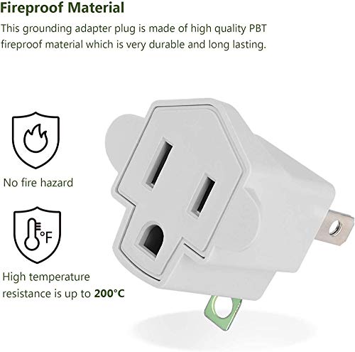 4 Pack ETL Listed 3 Prong to 2 Prong Adapter Converter (4 Pack / A-Ivory White)