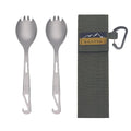 2 Piece Titanium Camping Sporks with Travel Bag and Carabiner (2 PACK SPORK)