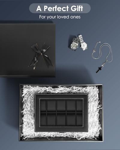 Mens Watch Box Jewelry Organizer (Black / 20-slot)