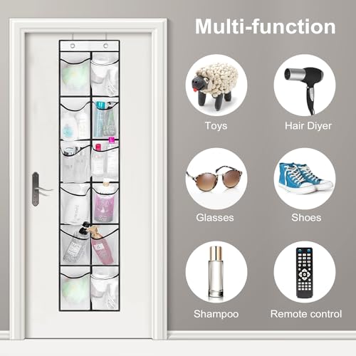 12 Large Pockets Over Door Hanging Shoe Organizer (White)