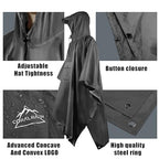 Hooded Rain Poncho Lightweight Waterproof Unisex Raincoat Jacket with Pocket for Men Women Adult (One Size / Grey)